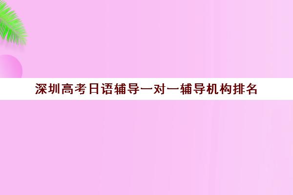 深圳高考日语辅导一对一辅导机构排名(深圳哪些高中有日语班)