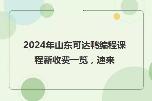 2024年山东可达鸭编程课程新收费一览，速来报名学习编程技能