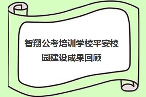 智翔公考培训学校平安校园建设成果回顾