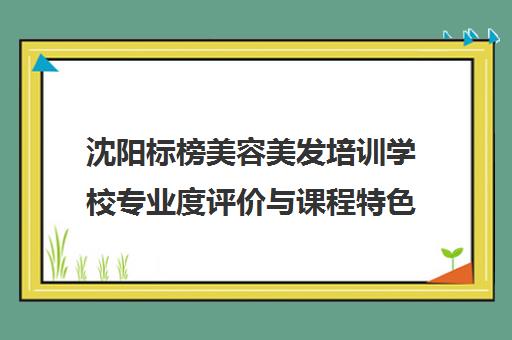 沈阳标榜美容美发培训学校专业度评价与课程特色介绍