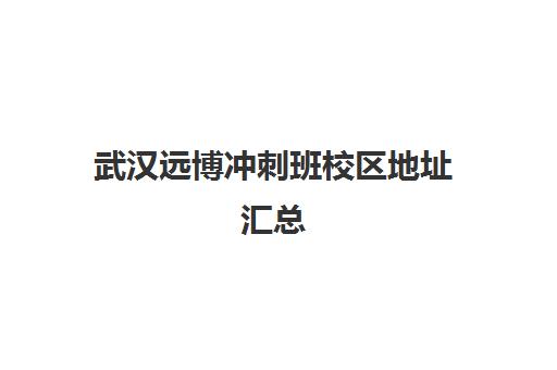 武汉远博冲刺班校区地址汇总(武汉比较好的辅导机构)