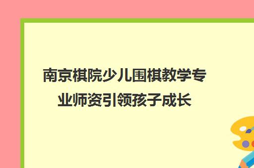 南京棋院少儿围棋教学专业师资引领孩子成长