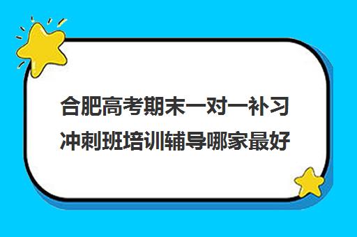 合肥高考期末一对一补习冲刺班培训辅导哪家最好