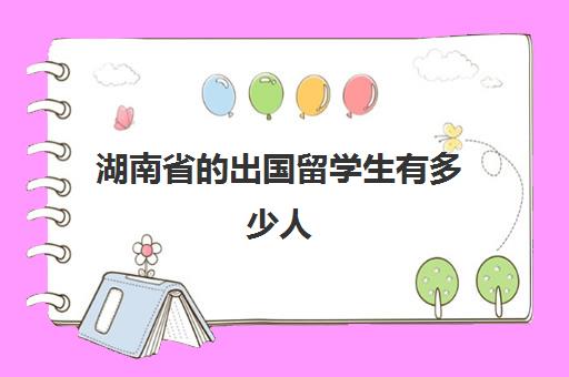 湖南省的出国留学生有多少人(湖南有多少大学生)