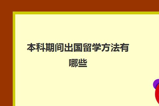 本科期间出国留学方法有哪些(本科毕业想出国留学怎么办)