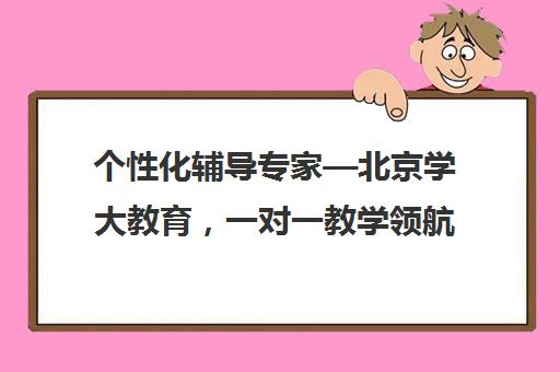 个性化辅导专家—北京学大教育，一对一教学领航者