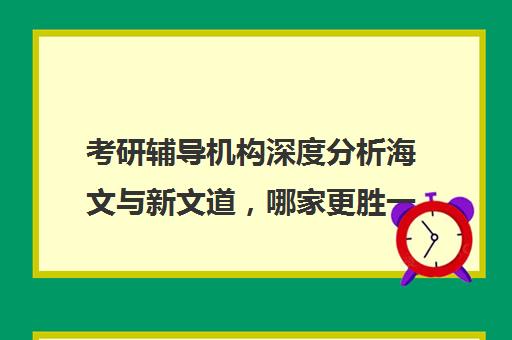 考研辅导机构深度分析海文与新文道，哪家更胜一筹？