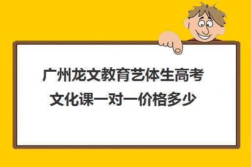 广州龙文教育艺体生高考文化课一对一价格多少(广州比较好的艺考培训机构)