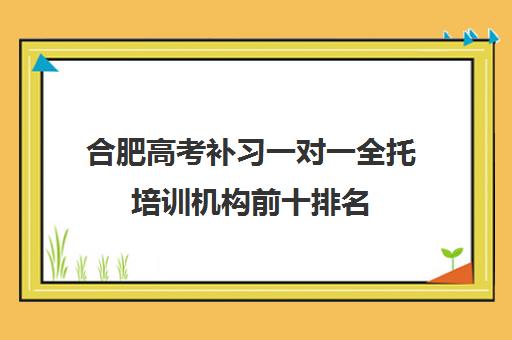 合肥高考补习一对一全托培训机构前十排名