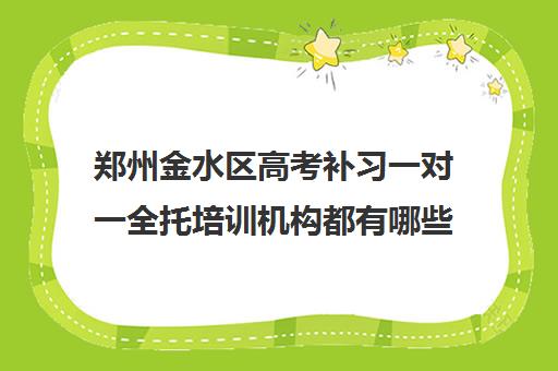 郑州金水区高考补习一对一全托培训机构都有哪些