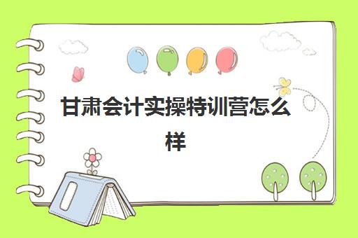 甘肃会计实操特训营怎么样(兰州会计)