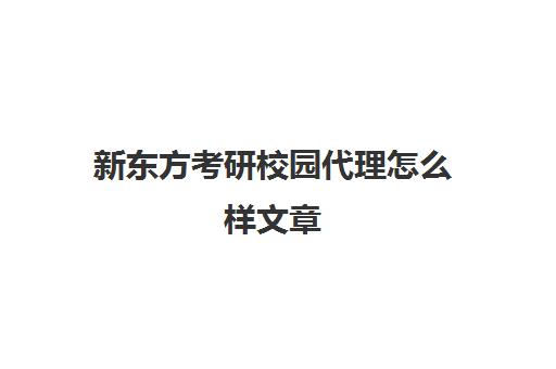 新东方考研校园代理怎么样文章(考研代理)