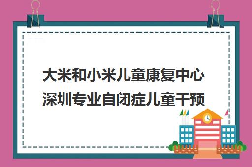 大米和小米儿童康复中心深圳专业自闭症儿童干预服务