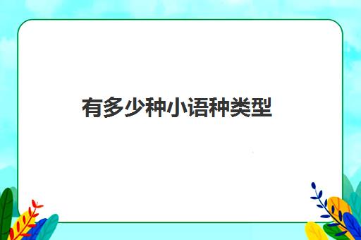 有多少种小语种类型(小语种包括什么)