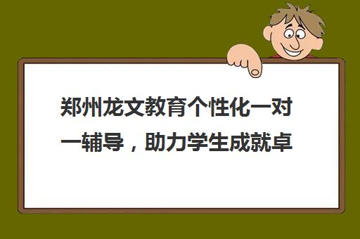 郑州龙文教育个性化一对一辅导，助力学生成就卓越