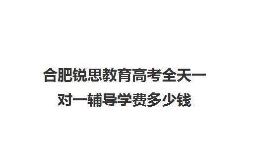 合肥锐思教育高考全天一对一辅导学费多少钱(高考一对一辅导机构哪个好)