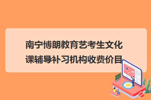 南宁博朗教育艺考生文化课辅导补习机构收费价目表