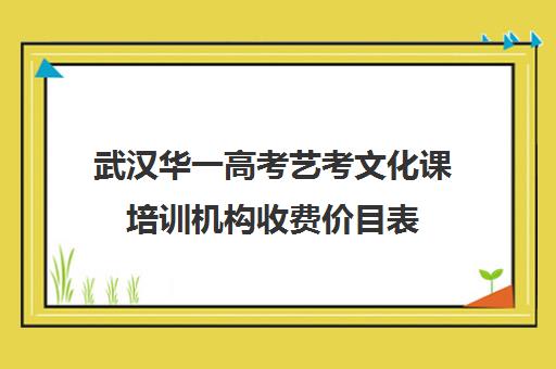 武汉华一高考艺考文化课培训机构收费价目表(武汉艺考培训机构排名)