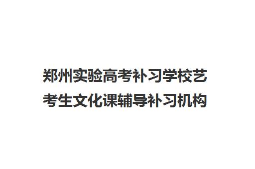 郑州实验高考补习学校艺考生文化课辅导补习机构学费贵吗