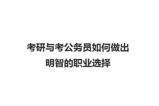 考研与考公务员如何做出明智的职业选择