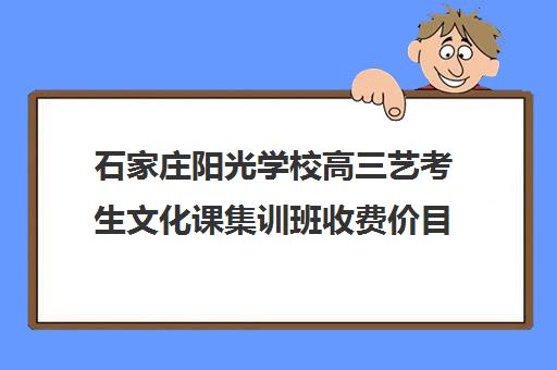 石家庄阳光学校高三艺考生文化课集训班收费价目表(艺考生文化课英博高考集训)