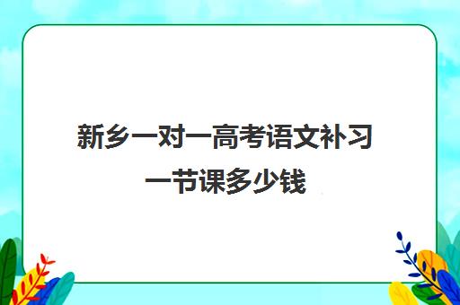 新乡一对一高考语文补习一节课多少钱