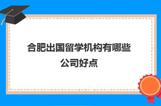 合肥出国留学机构有哪些公司好点(合肥靠谱的留学中介)