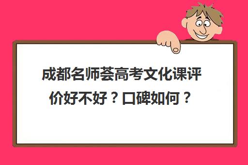 成都名师荟高考文化课评价好不好？口碑如何？(成都高中一对一补课机构哪个最好)