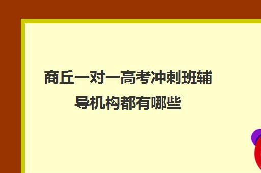 商丘一对一高考冲刺班辅导机构都有哪些(商丘的补课机构有哪些)