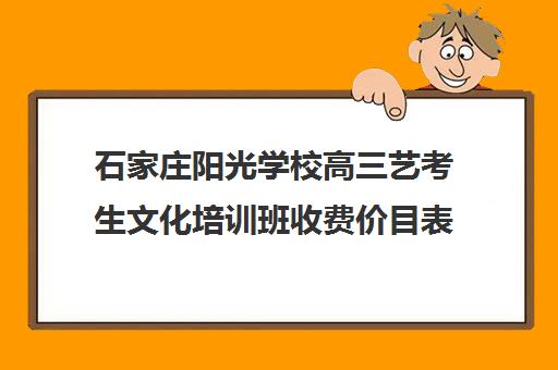 石家庄阳光学校高三艺考生文化培训班收费价目表(电脑培训班价目表)