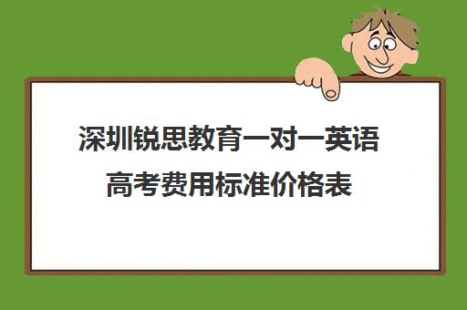 深圳锐思教育一对一英语高考费用标准价格表(深圳高中补课一对一价格)