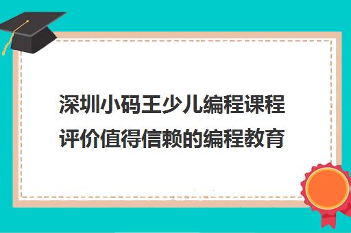 深圳小码王少儿编程课程评价值得信赖的编程教育选择？