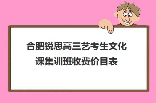 合肥锐思高三艺考生文化课集训班收费价目表(合肥艺考生文化课培训机构排名)