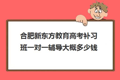 合肥新东方教育高考补习班一对一辅导大概多少钱