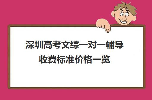 深圳高考文综一对一辅导收费标准价格一览(高考一对一辅导机构哪个好)