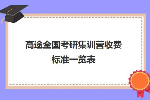 高途全国考研集训营收费标准一览表（高途考研口碑怎么样）