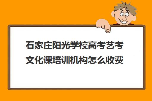 石家庄阳光学校高考艺考文化课培训机构怎么收费(石家庄前十名艺考培训机构)