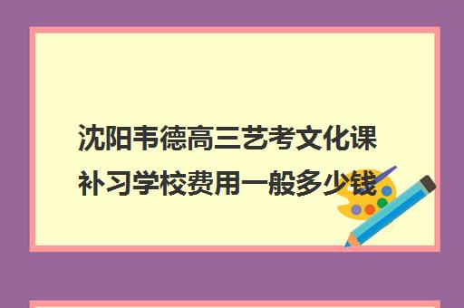 沈阳韦德高三艺考文化课补习学校费用一般多少钱