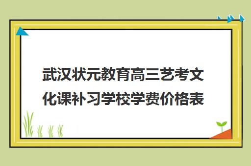 武汉状元教育高三艺考文化课补习学校学费价格表