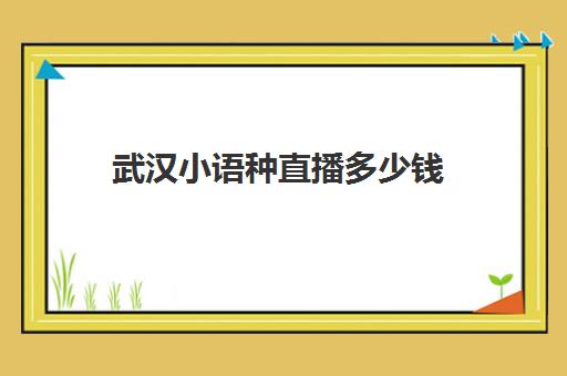 武汉小语种直播多少钱(武汉口才培训哪个机构好)