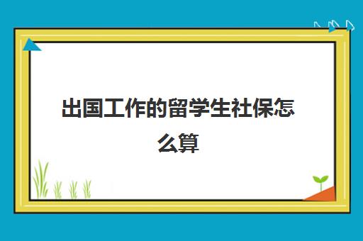 出国工作的留学生社保怎么算(出国之后社保怎么处理)