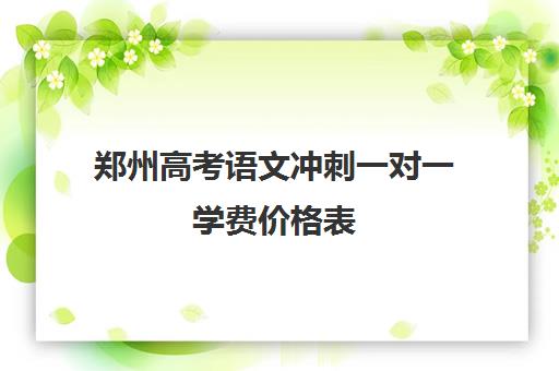 郑州高考语文冲刺一对一学费价格表(郑州排名前十的高考培训机构)