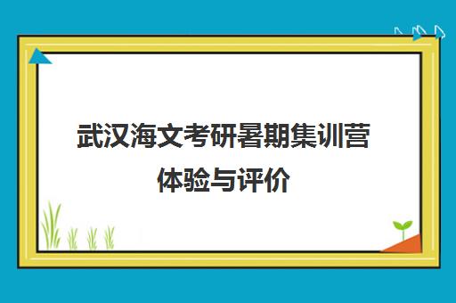 武汉海文考研暑期集训营体验与评价