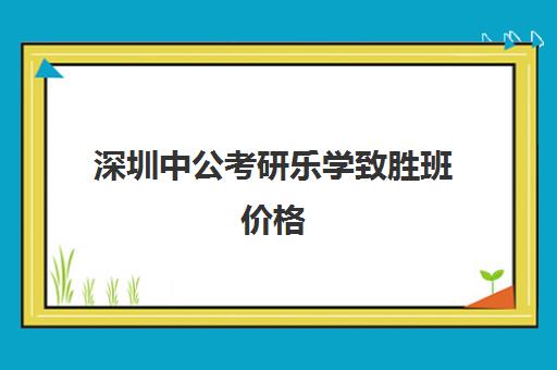 深圳中公考研乐学致胜班价格(中公教育考研培训班怎么样)