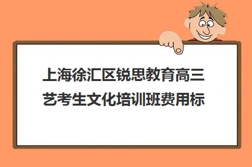 上海徐汇区锐思教育高三艺考生文化培训班费用标准价格表(上海艺考机构哪个最好)