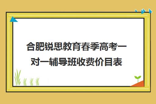 合肥锐思教育春季高考一对一辅导班收费价目表（合肥补课机构排名）