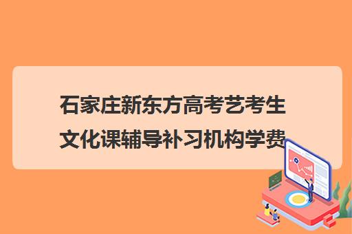 石家庄新东方高考艺考生文化课辅导补习机构学费多少钱