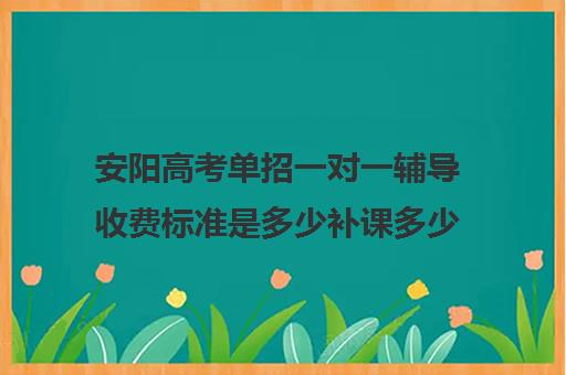 安阳高考单招一对一辅导收费标准是多少补课多少钱一小时(安阳大专学校有哪些)