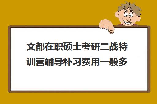 文都在职硕士考研二战特训营辅导补习费用一般多少钱