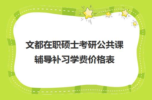 文都在职硕士考研公共课辅导补习学费价格表